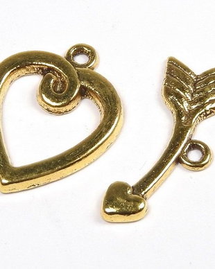Inchizatoare toggle, auriu antichizat, 20x15.5 mm