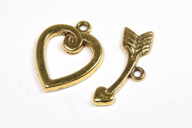 Inchizatoare toggle, auriu antichizat, 20x15.5 mm