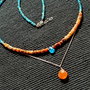 Colier argint opal de foc mexican heishi apatit carneol briolete lant argint minimalist boho chic trendy