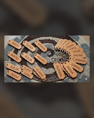Brelocuri Nume Gravate pe Lemn  Cadou Personalizat și Mărturii