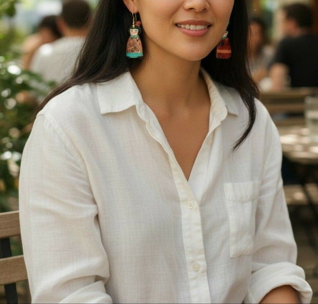 Cercei din portelan si argint Geisha