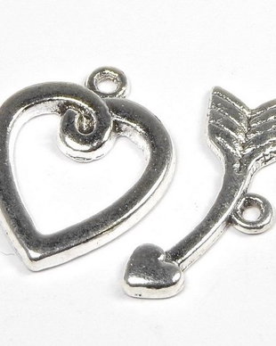 Inchizatoare toggle, argintiu antichizat, 20x15.5 mm