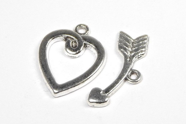 Inchizatoare toggle, argintiu antichizat, 20x15.5 mm