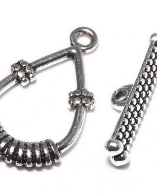 Inchizatoare toggle, argintiu antichizat, 25x14 mm
