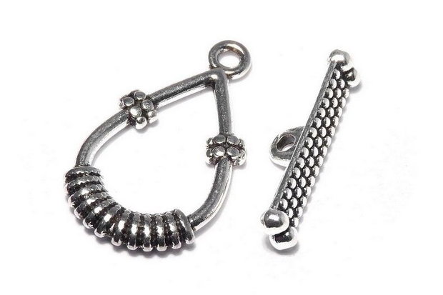 Inchizatoare toggle, argintiu antichizat, 25x14 mm
