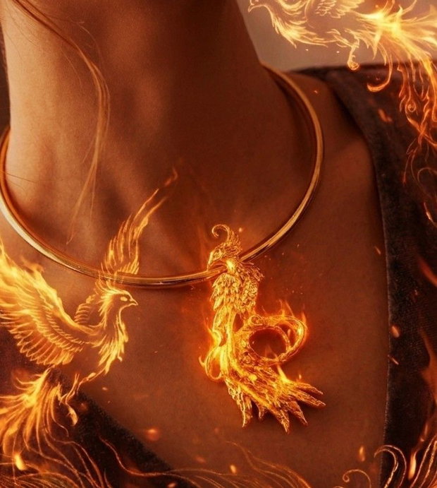 Pandantiv unicat, pasăre Phoenix modelata din bronz auriu