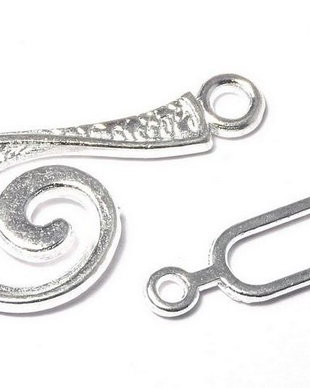 Inchizatoare carlig, argintie, 26x13 mm