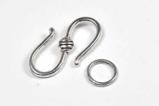 Inchizatoare carlig, argintiu antichizat, 20x10 mm