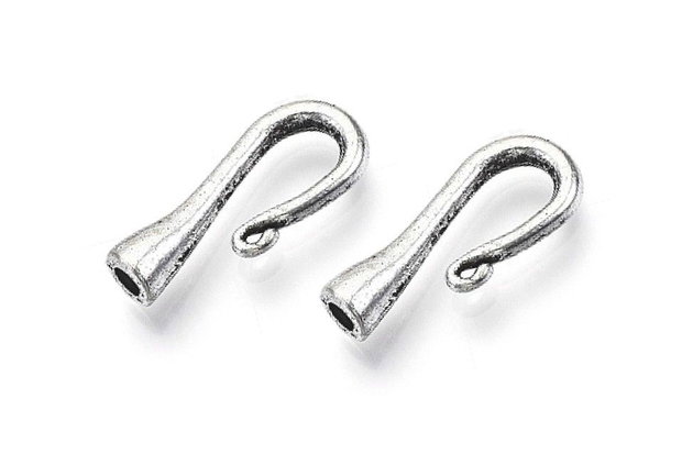Inchizatoare carlig, argintiu antichizat, 20x8.5 mm