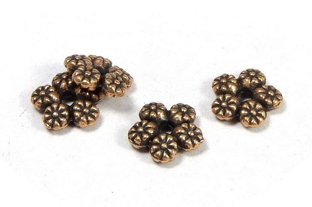 Distantier metalic, cupru, floare, 7x2 mm