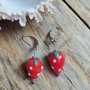 Capsuni delicioase! Cercei sticla lampwork, argint rodiat