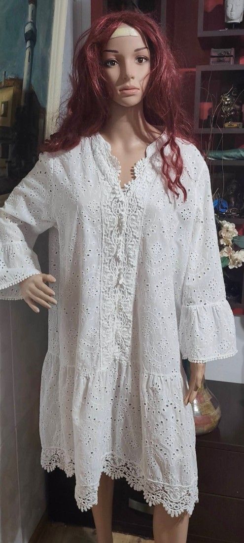 Rochie bumbac cu broderie