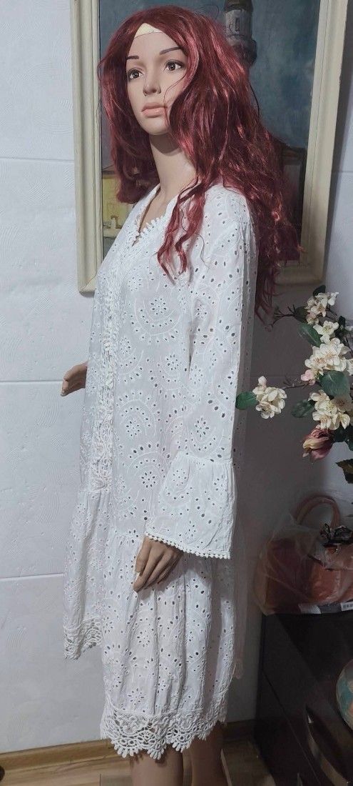 Rochie bumbac cu broderie