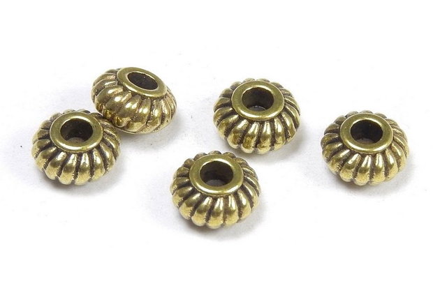 Distantier metalic, auriu antichizat, 6x4 mm