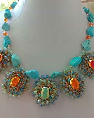 Colier turquoise natural,cristale
