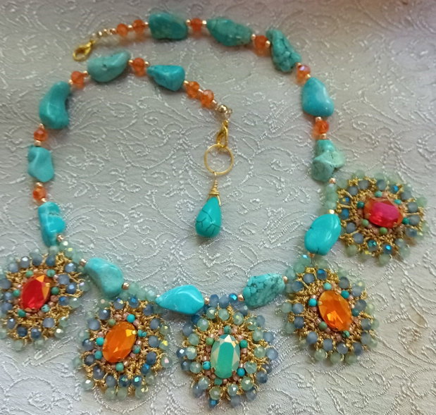 Colier turquoise natural,cristale