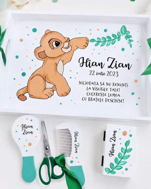 Tava taierea motului Simba pictata manual personalizata, set Lion King