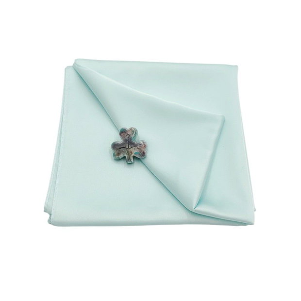 Set cadou esarfa satinata vernil deschis si brosa ceramica frunza, 4678