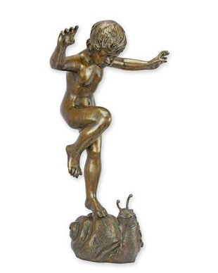 Baietel pe melc-statueta/fantana din bronz