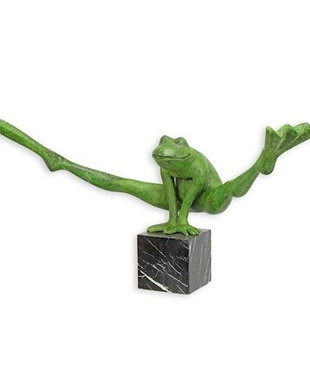 Broasca sarind-statueta din bronz cu soclu din marmura