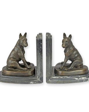 Buldogi-set doua suporturi pentru carti din bronz
