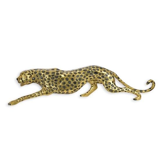 Ghepard-statueta din bronz auriu