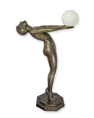 Lampa Art Deco femeie din bronz patinat