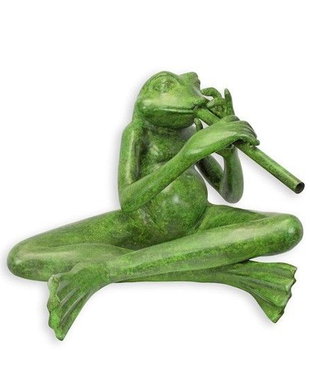 Broasca cantand la flaut-statueta din bronz