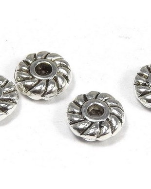 Distantier metalic, argintiu antichizat, 6x2 mm