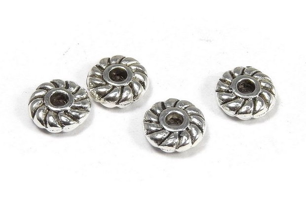 Distantier metalic, argintiu antichizat, 6x2 mm