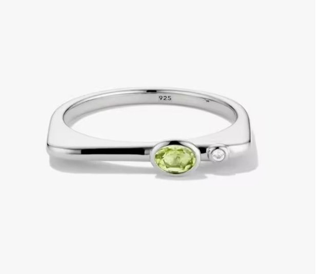 Inel Zircon prehnit/alb si Argint 925 - IN1533 - Inel minimalist, inel stackable, inel verde, inel cadou, bijuterii cadou, cadou sotie, cadou romantic, cadou iubita