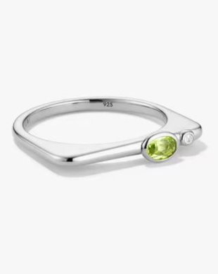 Inel Zircon prehnit/alb si Argint 925 - IN1533 - Inel minimalist, inel stackable, inel verde, inel cadou, bijuterii cadou, cadou sotie, cadou romantic, cadou iubita