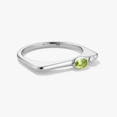 Inel Zircon prehnit/alb si Argint 925 - IN1533 - Inel minimalist, inel stackable, inel verde, inel cadou, bijuterii cadou, cadou sotie, cadou romantic, cadou iubita
