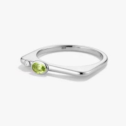 Inel Zircon prehnit/alb si Argint 925 - IN1533 - Inel minimalist, inel stackable, inel verde, inel cadou, bijuterii cadou, cadou sotie, cadou romantic, cadou iubita