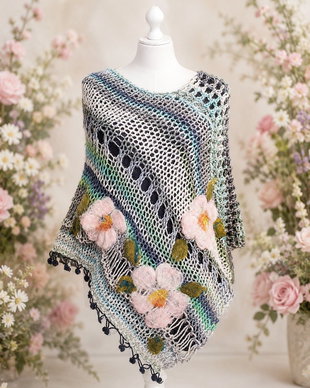 Poncho cu flori impaslite