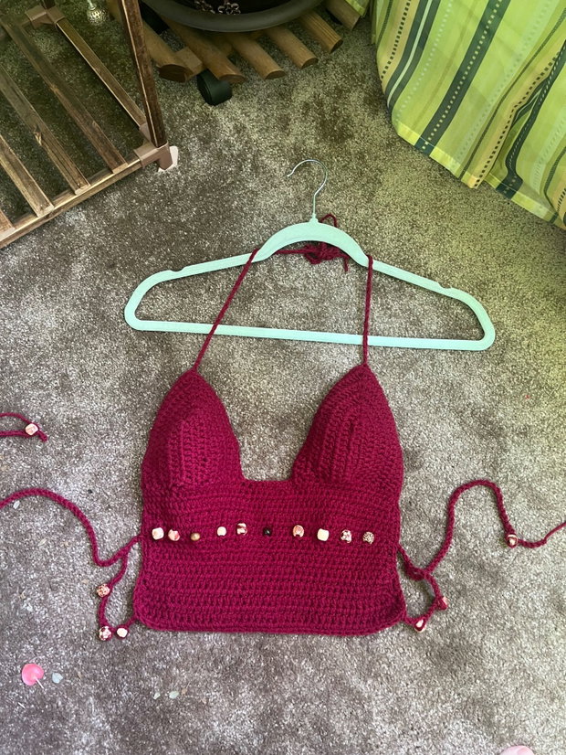 Top cu spatele gol crosetat - s - hippie