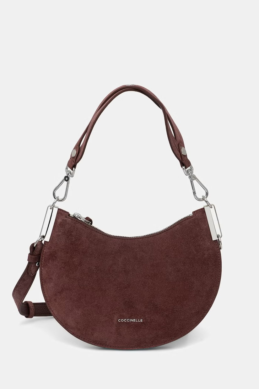 Coccinelle geantă crossbody pentru femei din piele întoarsă