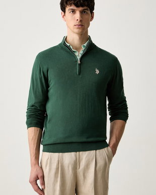 U.S. Polo Assn. pulover pentru bărbați cu bumbac Rich Funnel 1/4 Zip