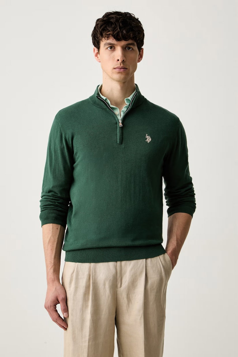 U.S. Polo Assn. pulover pentru bărbați cu bumbac Rich Funnel 1/4 Zip
