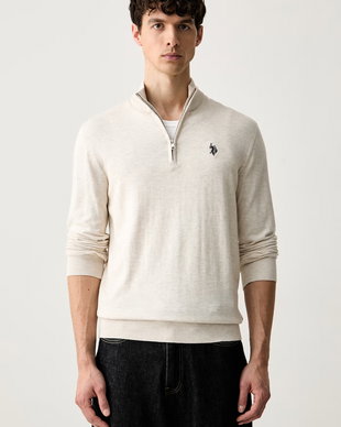 U.S. Polo Assn. pulover pentru bărbați cu bumbac Rich Funnel 1/4 Zip