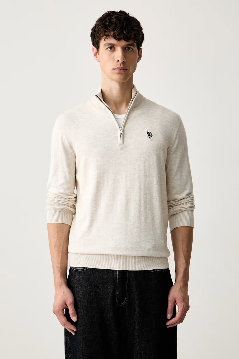 U.S. Polo Assn. pulover pentru bărbați cu bumbac Rich Funnel 1/4 Zip