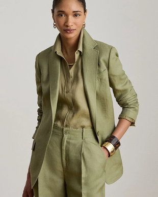 Lauren Ralph Lauren sacou cu un singur rând de nasturi pentru femei cu in
