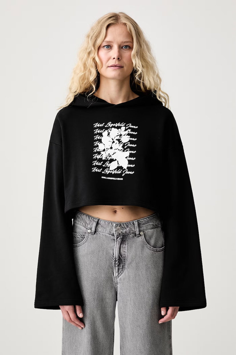 Karl Lagerfeld Jeans hanorac cu glugă pentru femei din bumbac