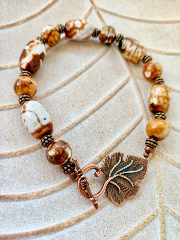 Bratara vintage agate crazy lace maronii