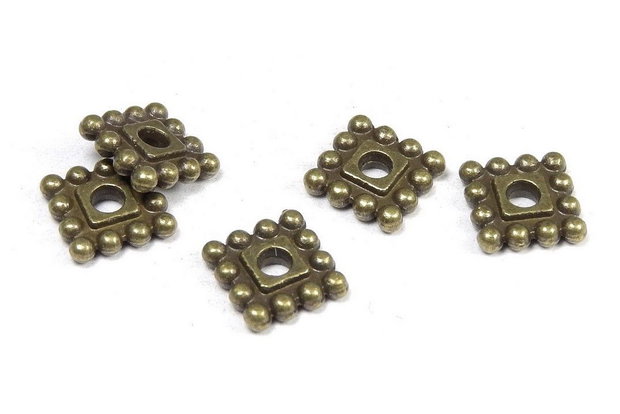 Distantier metalic, bronz, 7x7 mm
