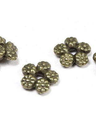 Distantier metalic, bronz, floare, 7x2 mm