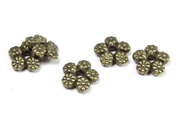 Distantier metalic, bronz, floare, 7x2 mm