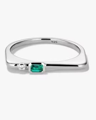 Inel Zircon smarald/alb si Argint 925 - IN1534 - Inel minimalist, inel stackable, inel verde, inel cadou, bijuterii cadou, cadou sotie, cadou romantic, cadou iubita