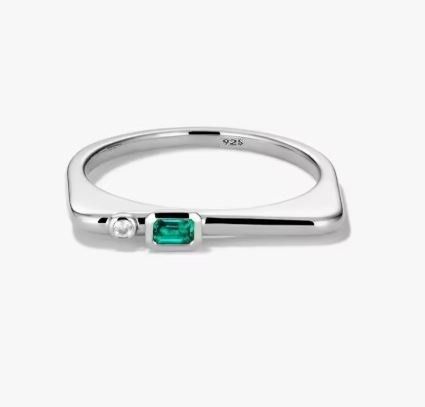 Inel Zircon smarald/alb si Argint 925 - IN1534 - Inel minimalist, inel stackable, inel verde, inel cadou, bijuterii cadou, cadou sotie, cadou romantic, cadou iubita