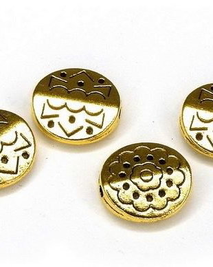 Margele din metal, auriu antichizat, 11x3 mm